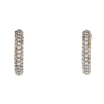 David Yurman Petite Pave Huggie Hoop Earrings 18K Yellow Gold with Diamonds 14mm