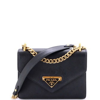 Prada Envelope Flap Chain Shoulder bag Saffiano Leather Small