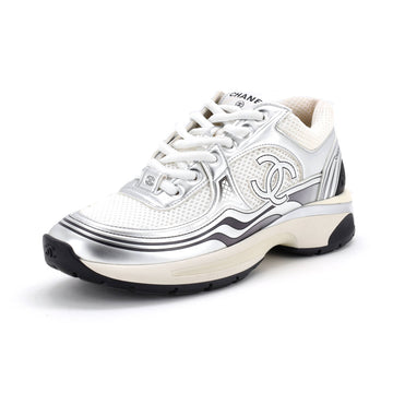 Chanel Women's CC Low-Top Sneakers Mesh and Laminated Leather