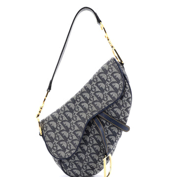 Christian Dior Vintage Saddle Bag Diorissimo Canvas Medium
