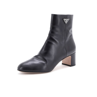 Prada Women's Triangle Logo Ankle Boots Leather