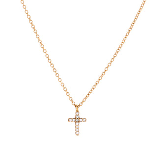 Tiffany & Co. Metro Cross Pendant Necklace 18K Yellow Gold and Diamonds