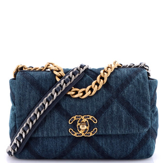 Chanel 19 Flap Bag Quilted Denim Medium