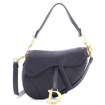 Christian Dior Saddle Handbag with Strap Leather Medium