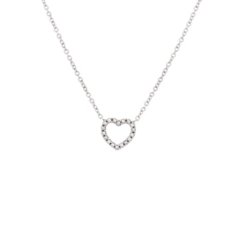 Tiffany & Co. Metro Open Heart Pendant Necklace 18K White Gold and Diamonds Mini