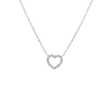 Tiffany & Co. Metro Open Heart Pendant Necklace 18K White Gold and Diamonds Mini