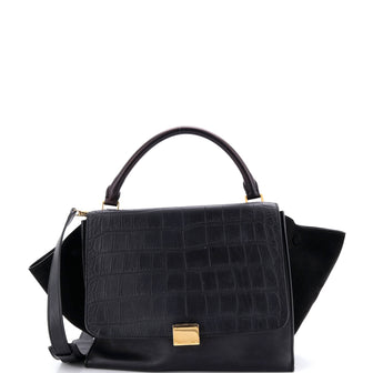 Celine Trapeze Bag Crocodile Embossed Leather Medium