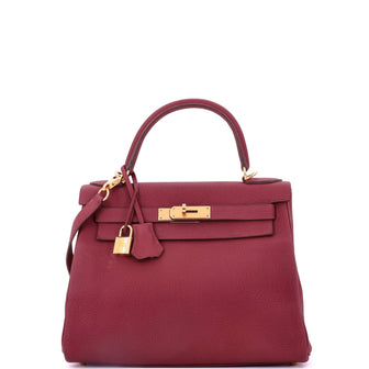 Hermes Kelly Handbag Red Togo with Gold Hardware 28