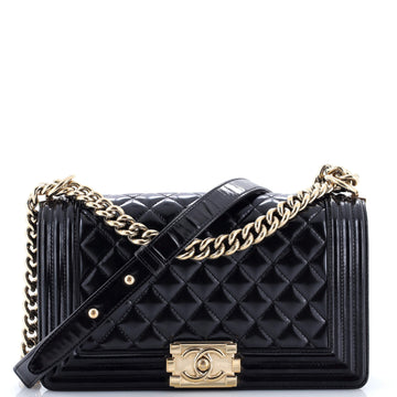 Chanel Boy Flap Bag Quilted Iridescent Glazed Calfskin Old Medium