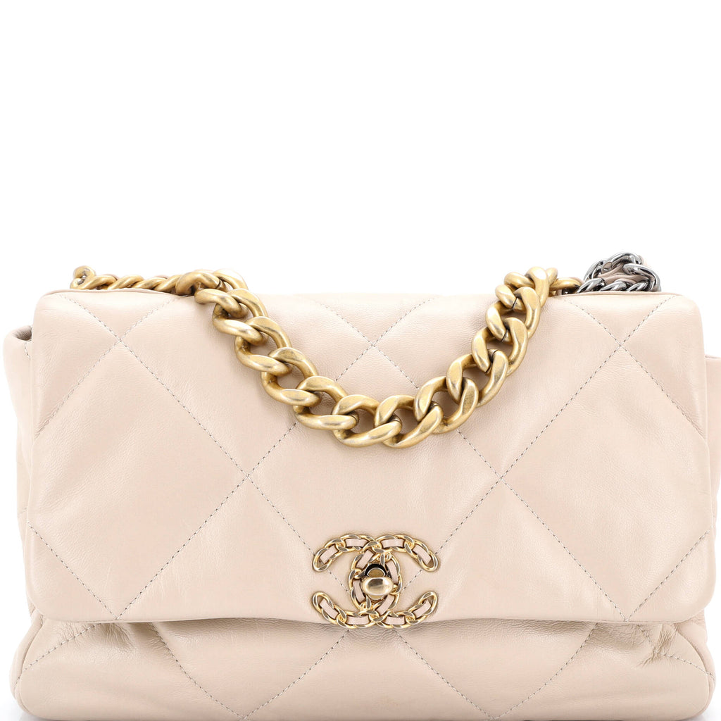 19 Flap Bag Quilted Leather Large