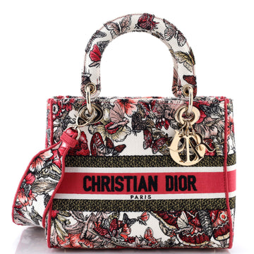 Christian Dior Lady D-Lite Bag Embroidered Canvas Medium