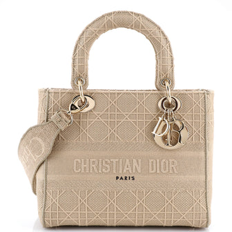 Christian Dior Lady D-Lite Bag Cannage Embroidered Canvas Medium