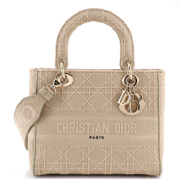 Christian Dior Lady D-Lite Bag Cannage Embroidered Canvas Medium