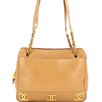 Chanel Vintage Metal CC Shoulder Bag Caviar Small