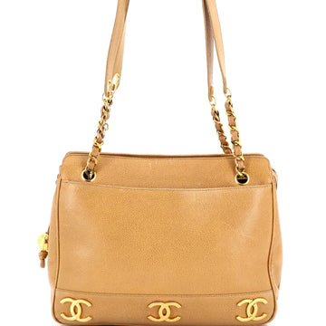 Chanel Vintage Metal CC Shoulder Bag Caviar Small
