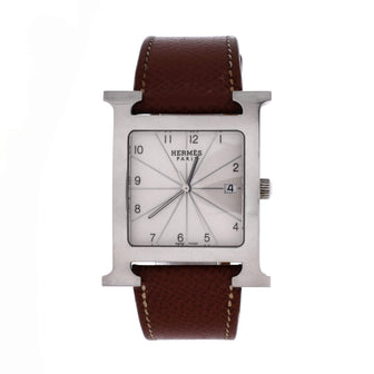 Hermes Heure H Quartz Watch Stainless Steel and Leather 30