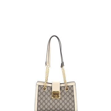 Gucci Padlock Chain Tote GG Coated Canvas with Leather Small