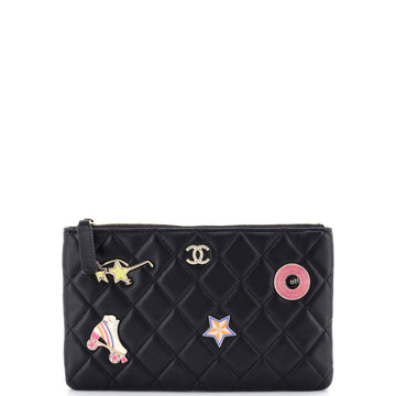 Chanel Hollywood Charms O Case Pouch Quilted Lambskin Small