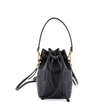 Fendi Mon Tresor Bucket Bag Zucca Embossed Leather Mini