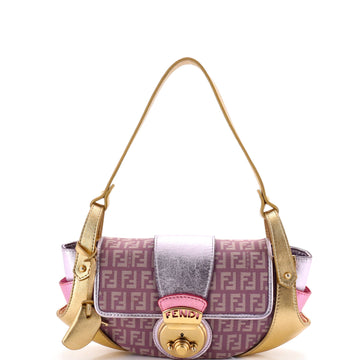 Fendi Compilation Shoulder Bag Zucchino Canvas and Leather Medium