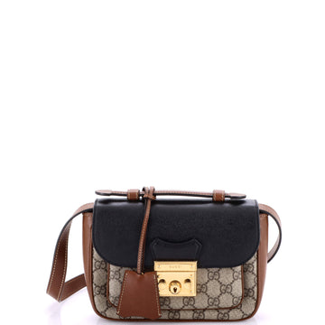 Gucci Padlock Front Pocket Flap Shoulder Bag GG Coated Canvas and Leather Mini