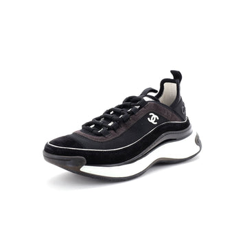 Chanel Women's CC Cap Toe Logo Sneakers Suede and Mixed Fibers