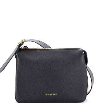 Burberry Helmsley Crossbody Bag Leather with House Check Canvas Small