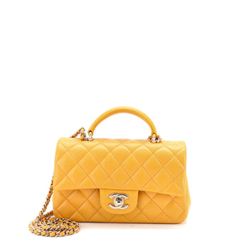 Chanel Classic Single Flap Top Handle Bag Quilted Lambskin Mini