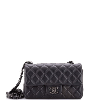 Chanel So Black Classic Single Flap Bag Quilted Lambskin Mini