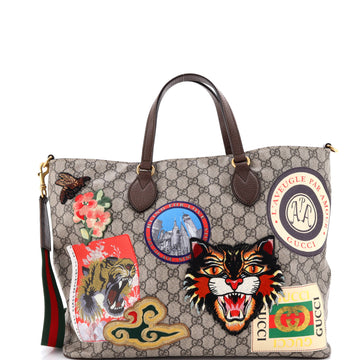 Gucci Courrier Convertible Soft Open Tote GG Coated Canvas with Applique Large