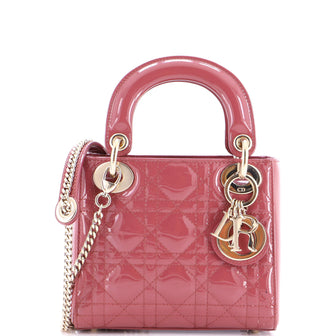 Christian Dior Lady Dior Chain Bag Cannage Quilt Patent Mini