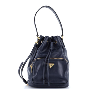Prada Drawstring Pocket Bucket Bag Soft Calf Small