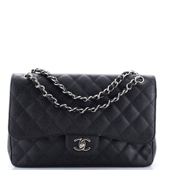 Chanel Classic Double Flap Bag Quilted Caviar Jumbo