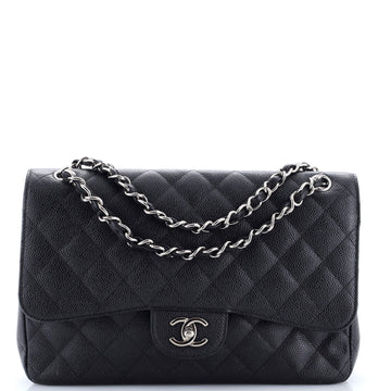 Chanel Classic Double Flap Bag Quilted Caviar Jumbo