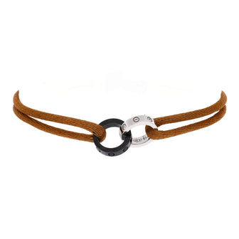 Cartier Charity Love Double Rings On Cord Bracelet Silk Cord with 18K White Gold, Ceramic and Diamonds