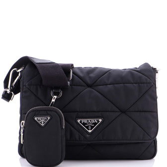Prada Padded Flap Shoulder Bag Quilted Tessuto