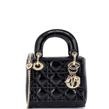 Christian Dior Lady Dior Chain Bag Cannage Quilt Patent Mini
