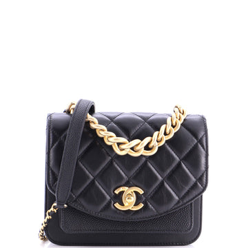 Chanel Chain Handle Flap Bag Quilted Calfskin with Caviar Mini