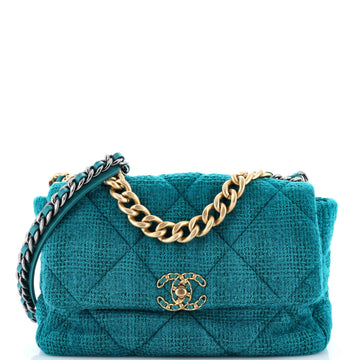 Chanel 19 Flap Bag Quilted Tweed Large