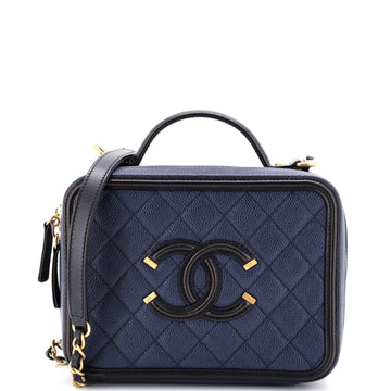 Chanel Filigree Vanity Case Quilted Caviar Medium