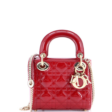Christian Dior Lady Dior Chain Bag Cannage Quilt Patent Mini