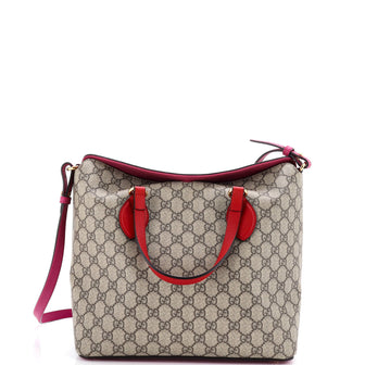 Gucci Signature Fold Over Tote GG Coated Canvas with Leather Medium