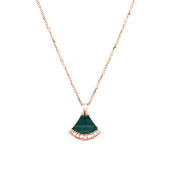 Bvlgari Divas' Dream Pendant Necklace 18K Rose Gold with Malachite and Diamonds Small