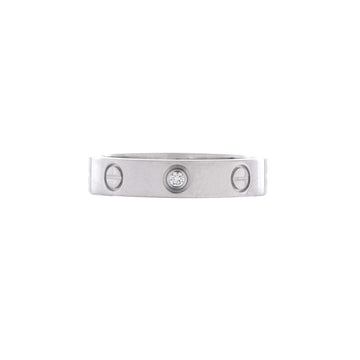 Cartier Love Wedding Band 1 Diamond Ring 18K White Gold with Diamond