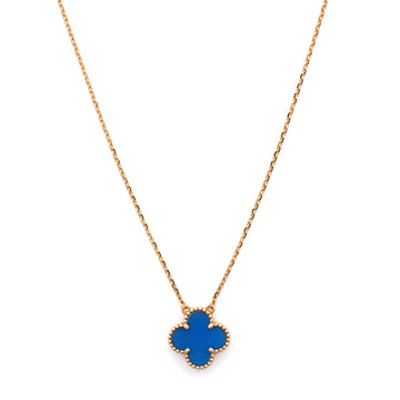 Van Cleef & Arpels Vintage Alhambra Pendant Necklace 18K Yellow Gold and Agate
