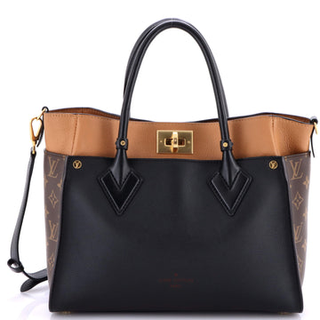 Louis Vuitton On My Side Tote Leather with Monogram Canvas MM