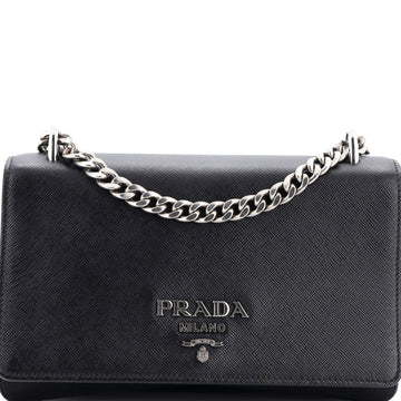 Prada Chain Flap Crossbody Bag Tessuto and Saffiano Leather Medium