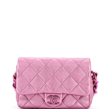 Chanel Chunky Chain CC Flap Bag Quilted Metallic Calfskin Small
