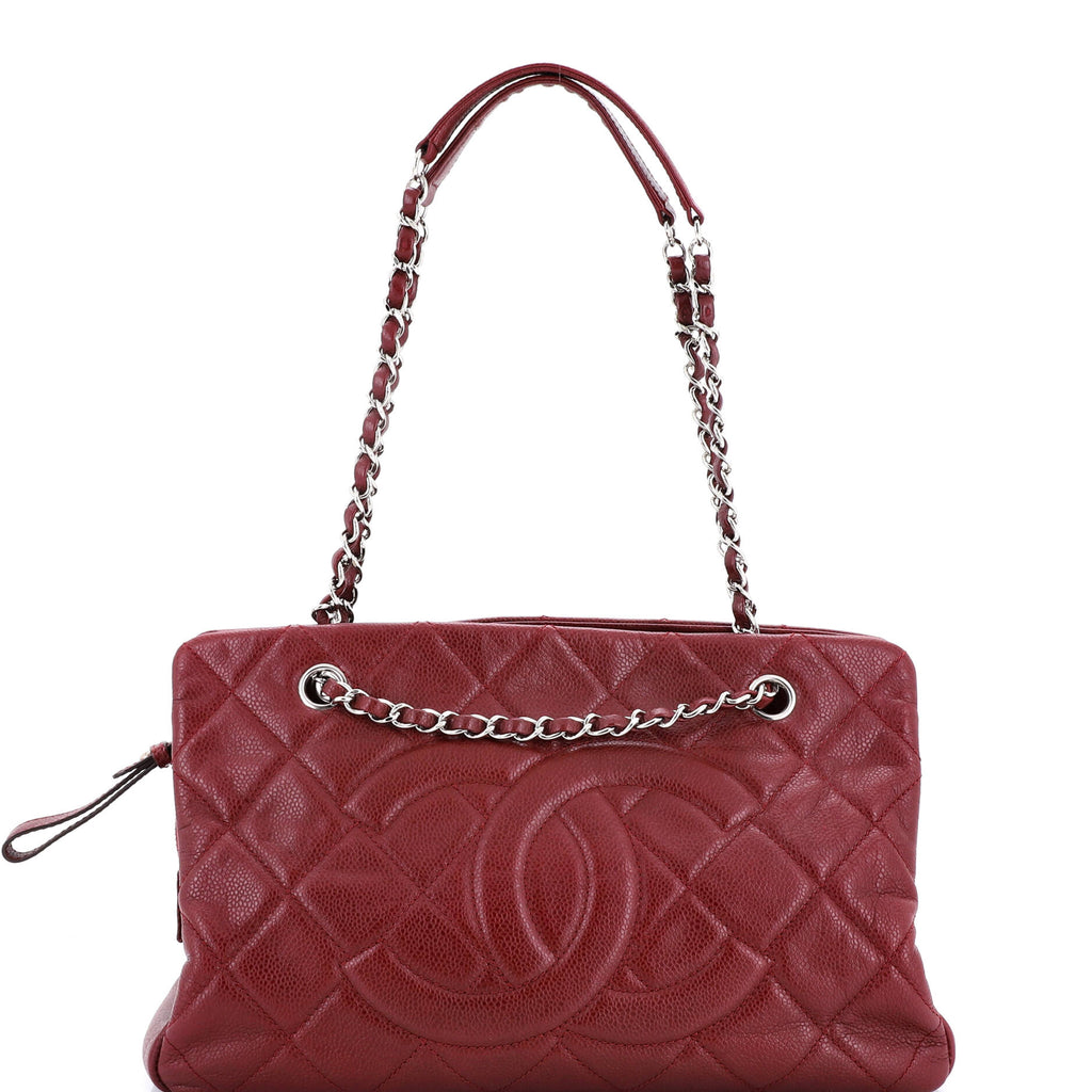 Timeless CC Shopping Tote Quilted Caviar Medium