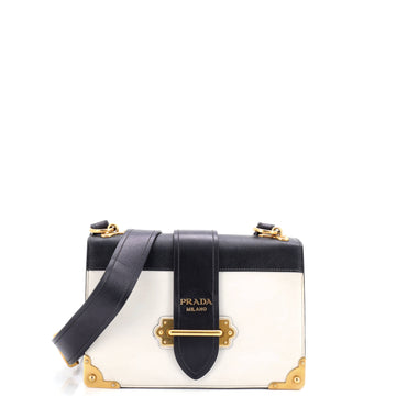 Prada Cahier Crossbody Bag Leather and Saffiano Leather Large